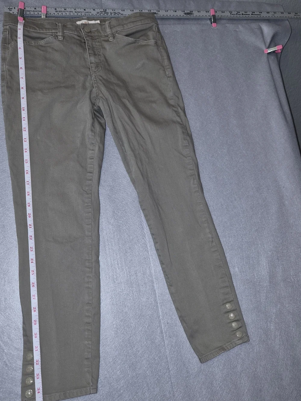 Tory Burch Cropped Stretch Pants – Women's Size 30 Us Size 10- Olive Gray